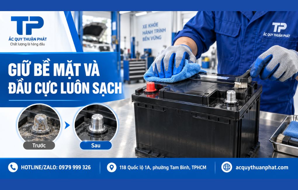 Giữ bề mặt và đầu cực luôn sạch