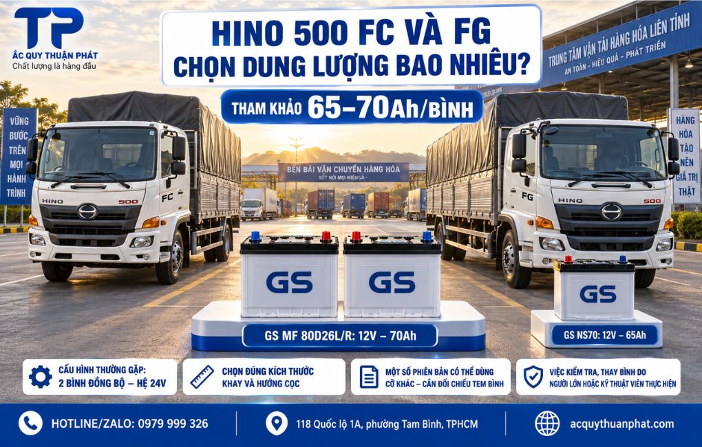 Hino 500 FV và FG chọn dung lượng bao nhiêu AH