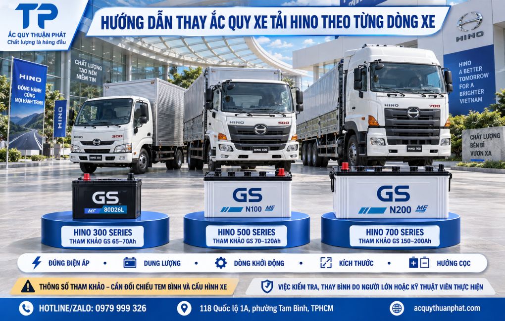 Hướng dẫn thay ắc quy xe tải Hino theo từng dòng xe