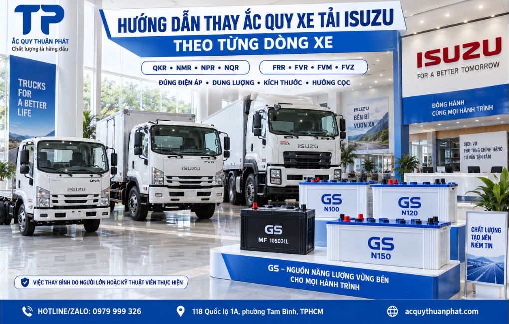 Hướng dẫn thay ắc quy xe tải Isuzu theo từng dòng xe