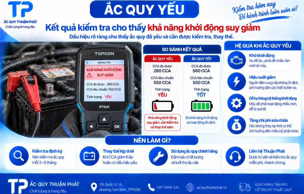 Kết quả kiểm tra cho thấy khả năng khởi động suy giảm
