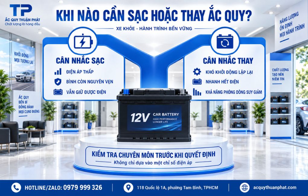 Khi nào cần sạc hoặc thay ắc quy
