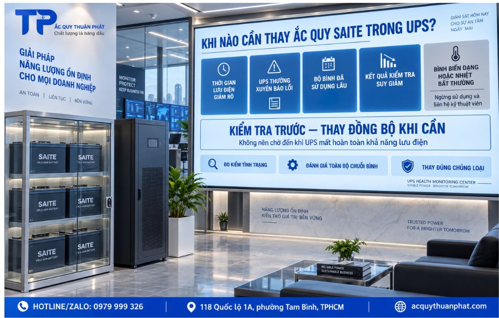 Khi nào cần thay ắc quy Saite trong UPS