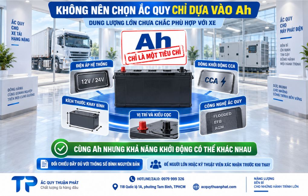 Không nên chọn ắc quy chỉ dựa vào AH