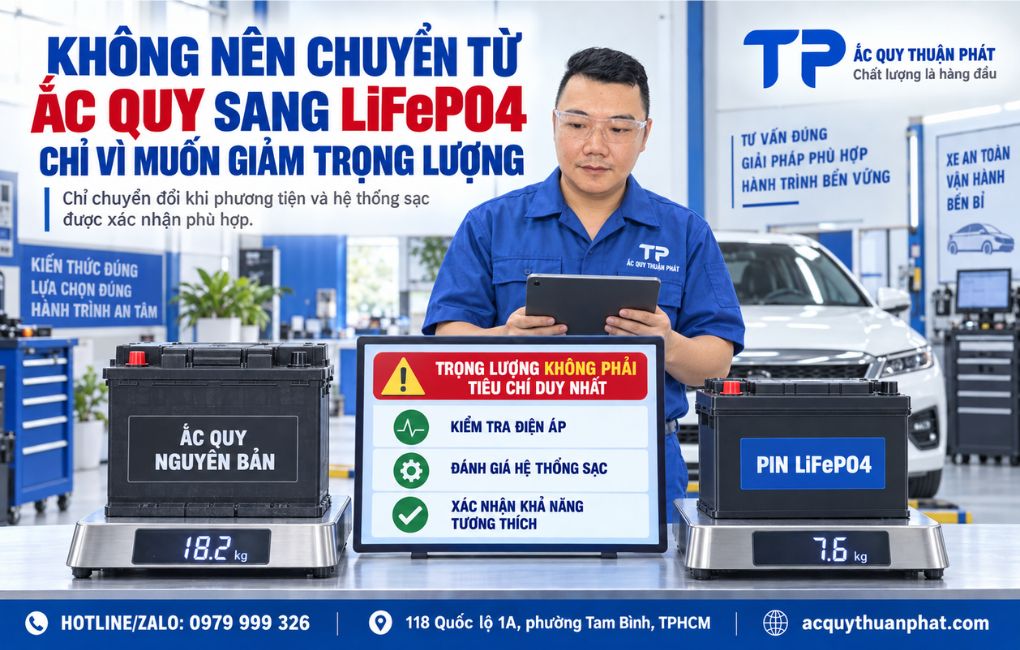 Không nên chuyển từ ắc quy sang Life04 chỉ vì muốn giảm trọng lượng
