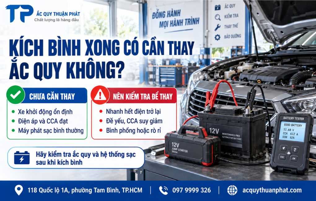 Kích bình xong có cần thay ắc quy không