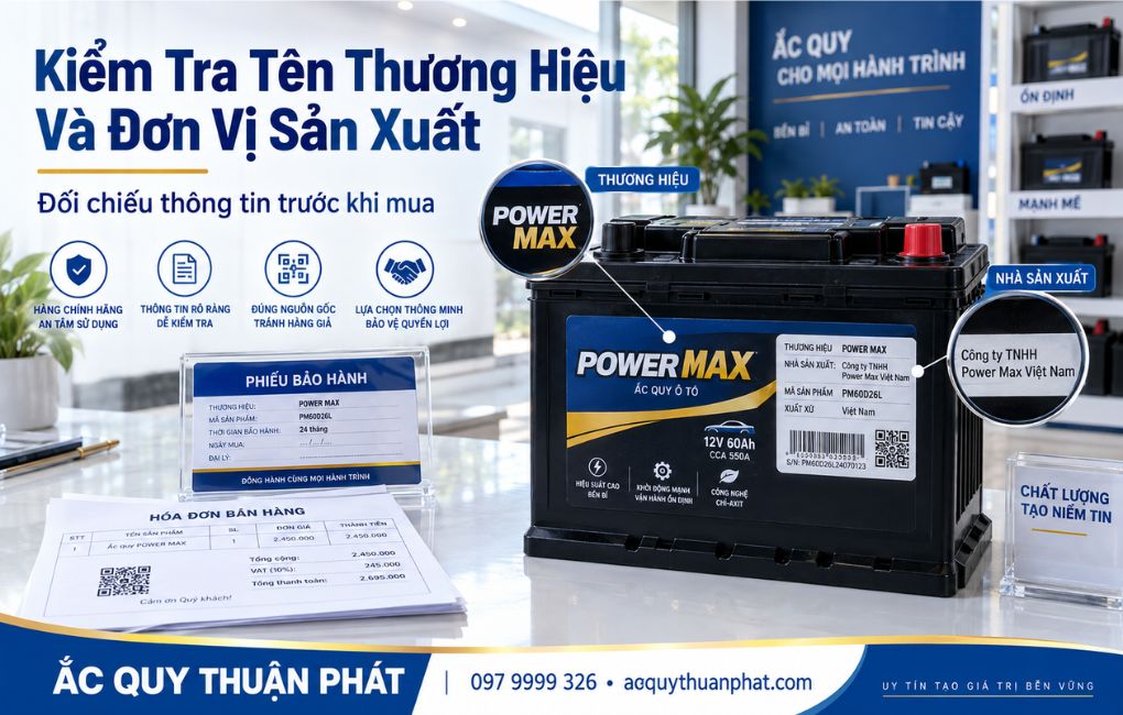 Kiểm tra tên thương hiệu và đơn vị sản xuất