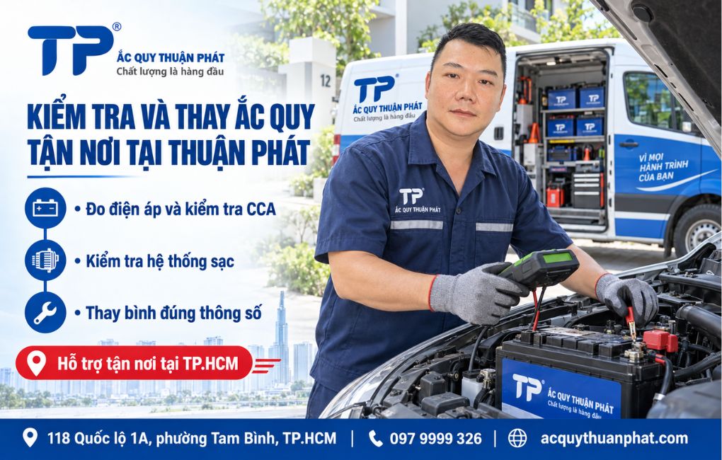 Kiểm tra và thay ắc quy tận nơi tại Thuận Phát