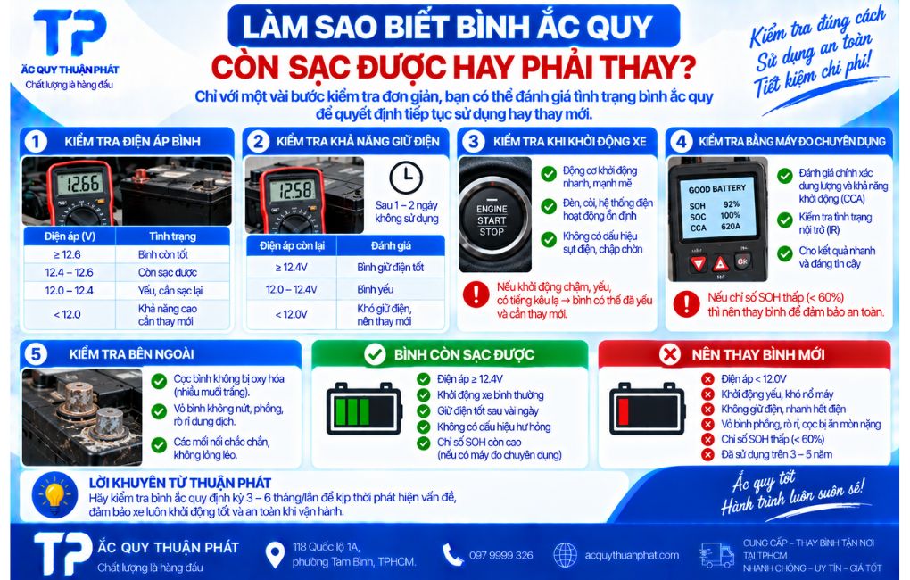 Làm sao biết được ắc quy còn sạc được hay phải thay