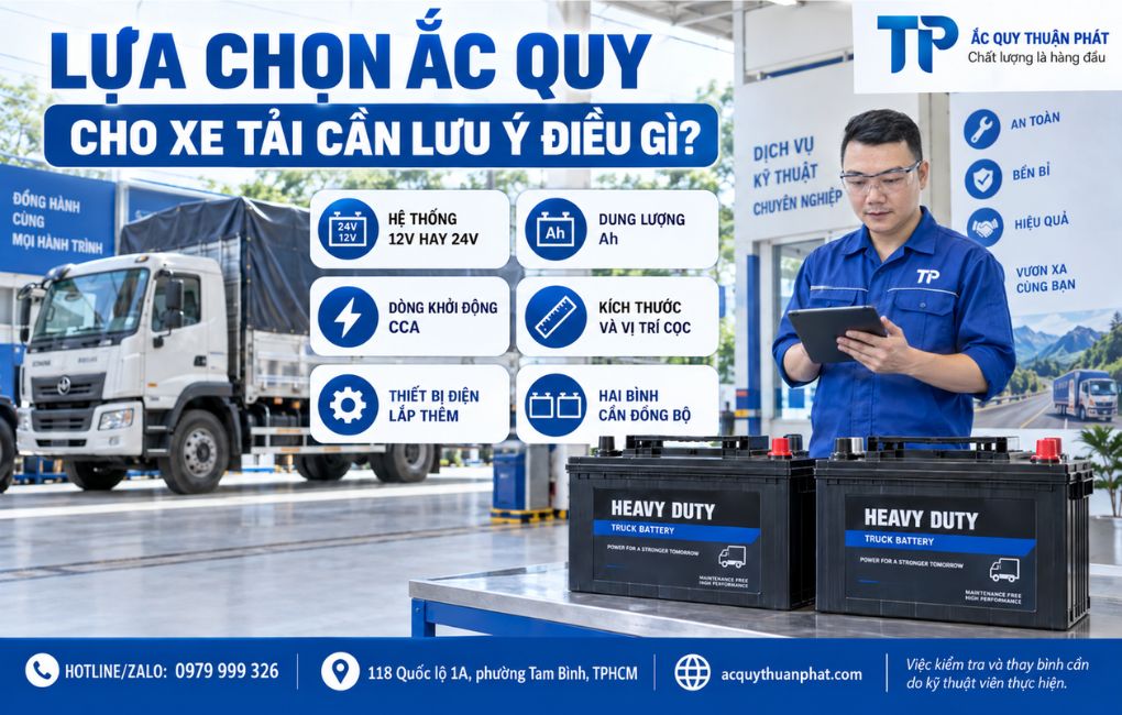 Lựa chọn ắc quy cho xe tải cần lưu ý điều gì