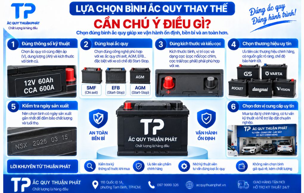 Lựa chọn ắc quy thay thế cần chú ý điều gì