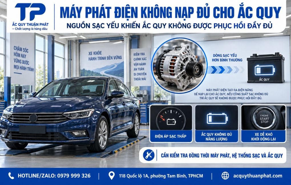 Máy phát điện không nạp đủ cho ắc quy