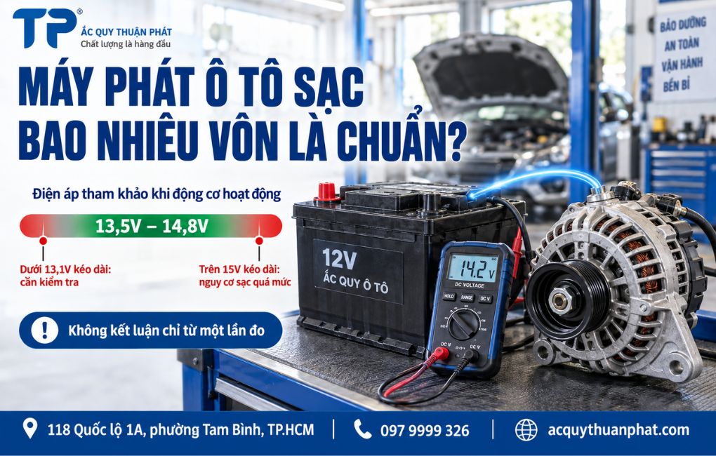 Máy phát ô tô sạc bao nhiêu Vôn là chuẩn