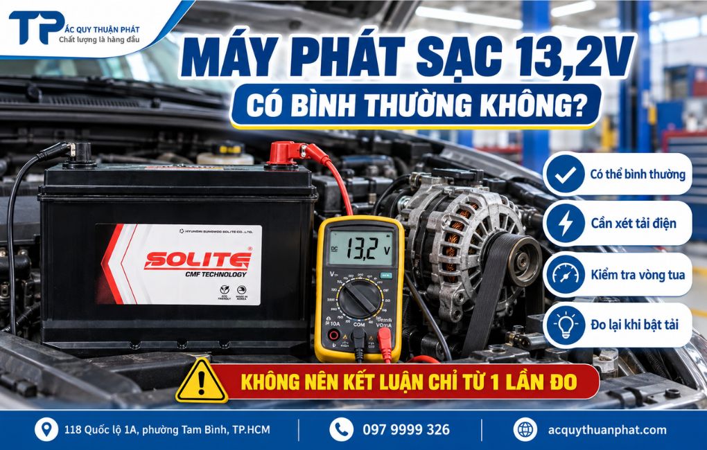 Máy phát sạc 13.2V có bình thường không