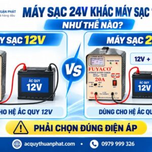 Máy sạc 24V khác máy sạc 12V như thế nào