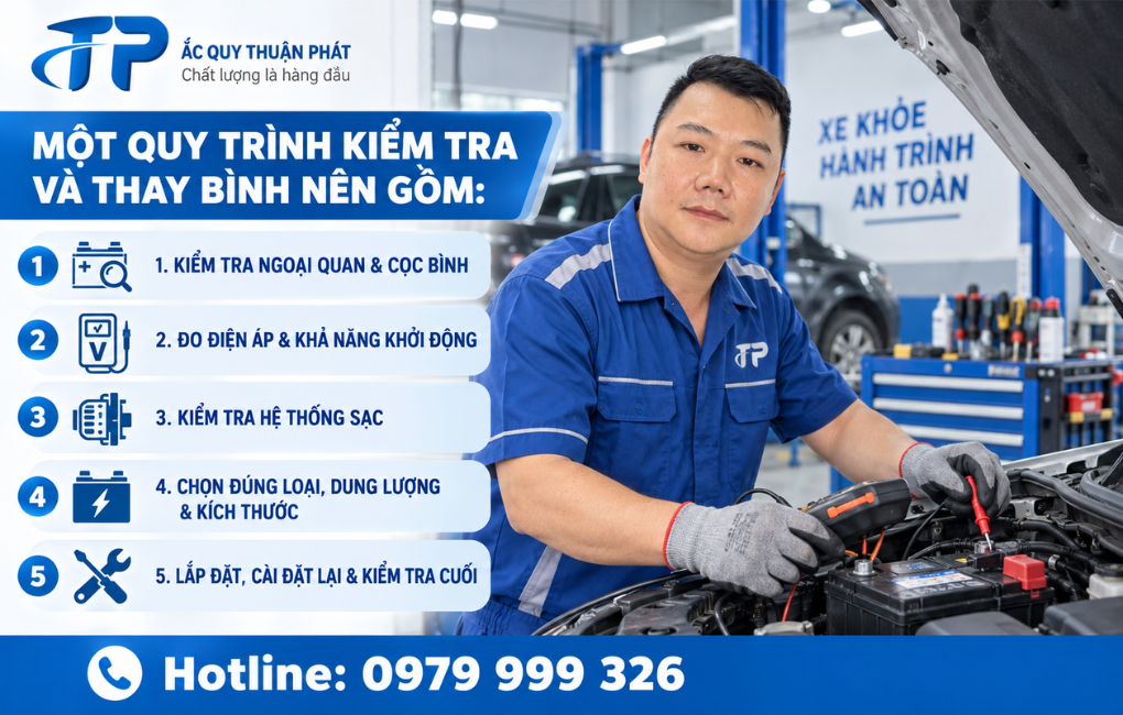 Một quy trình kiểm tra và thay bình nên gồm