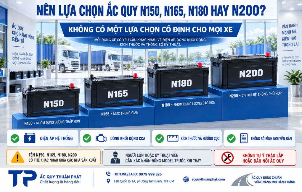 Nên lựa chọn ắc quy N150 N165 N180 hay N200