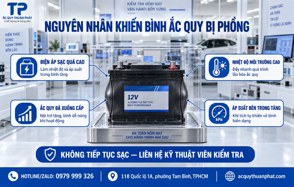 Nguyên nhân khiến ắc quy bị phồng