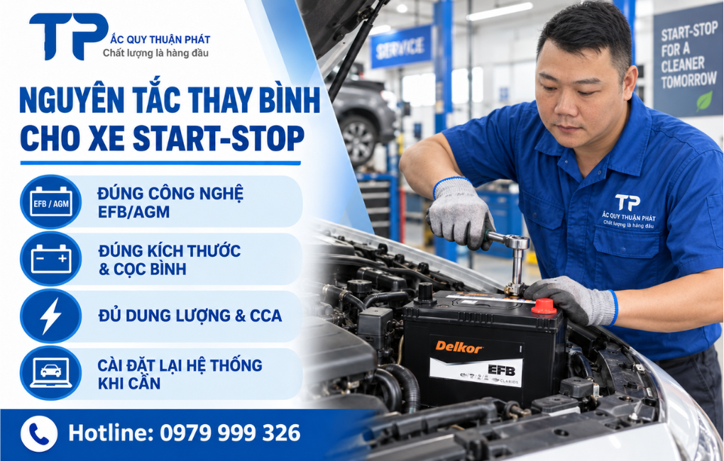 Nguyên tắc thay bình cho xe Start-Stop