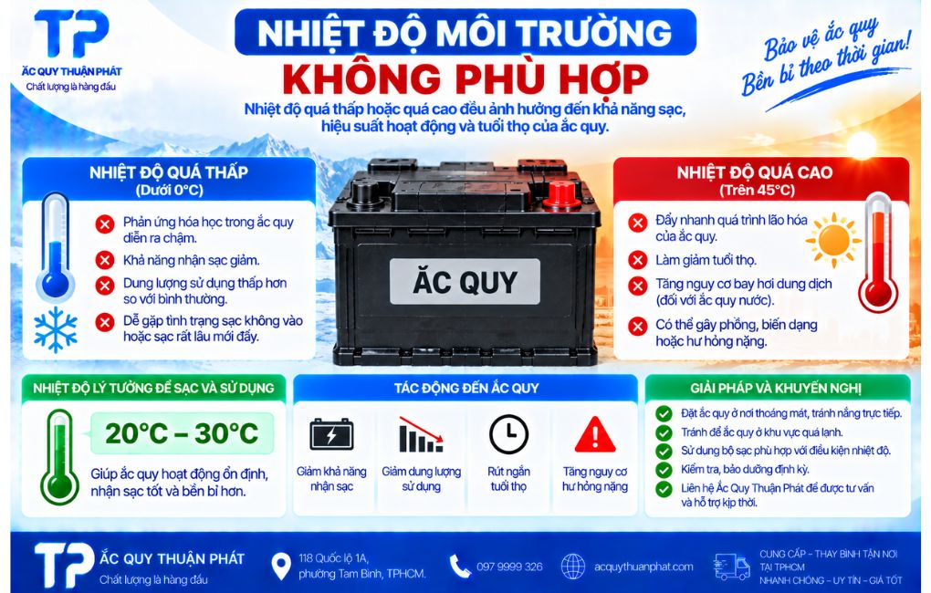 Nhiệt độ môi trường không phù hợp
