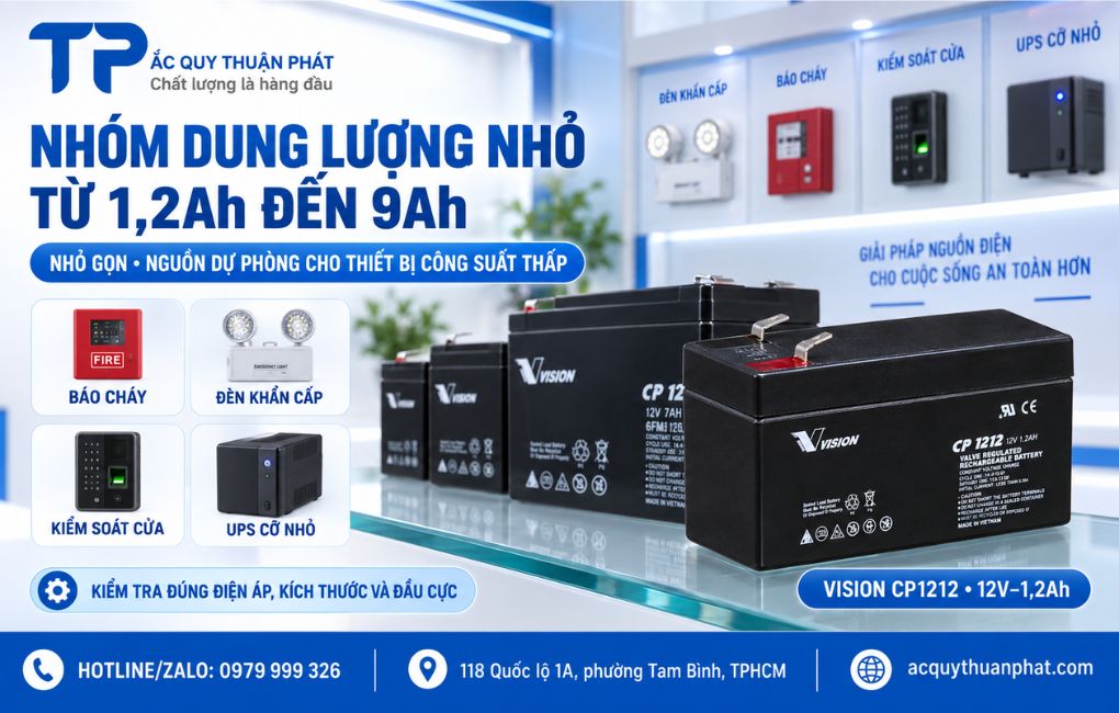 Nhóm dung lượng nhỏ từ 1.2AH đến 9AH