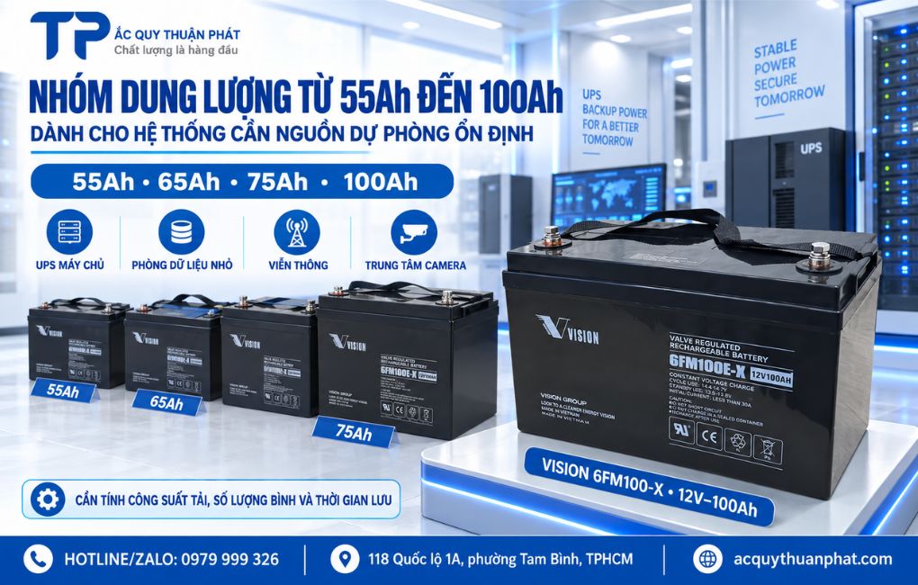 Nhóm dung lượng từ 55AH đến 100AH