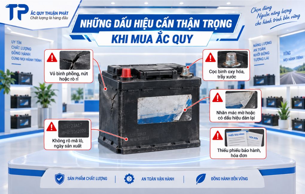 Những dấu hiệu cẩn thận khi mua ắc quy