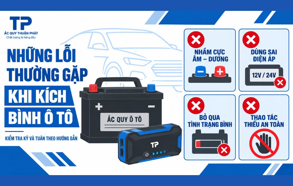 Những lỗi thường gặp khi kích bình ô tô