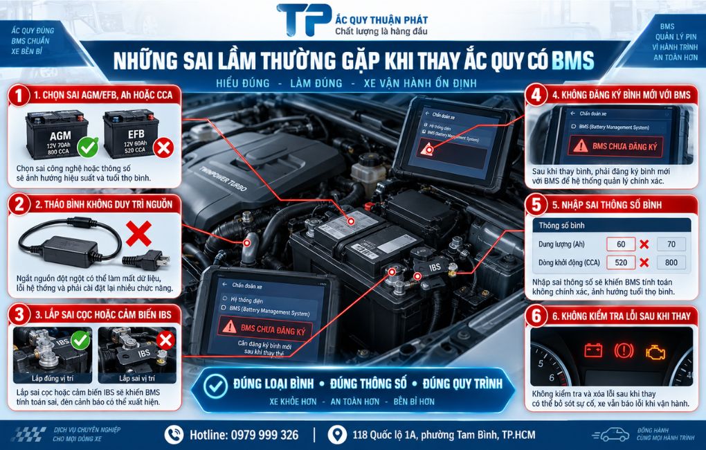 Những sai lầm thường gặp khi thay ắc quy có BMS