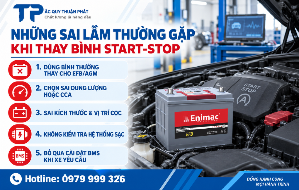 Những sai lầm thường gặp khi thay bình Start-Stop