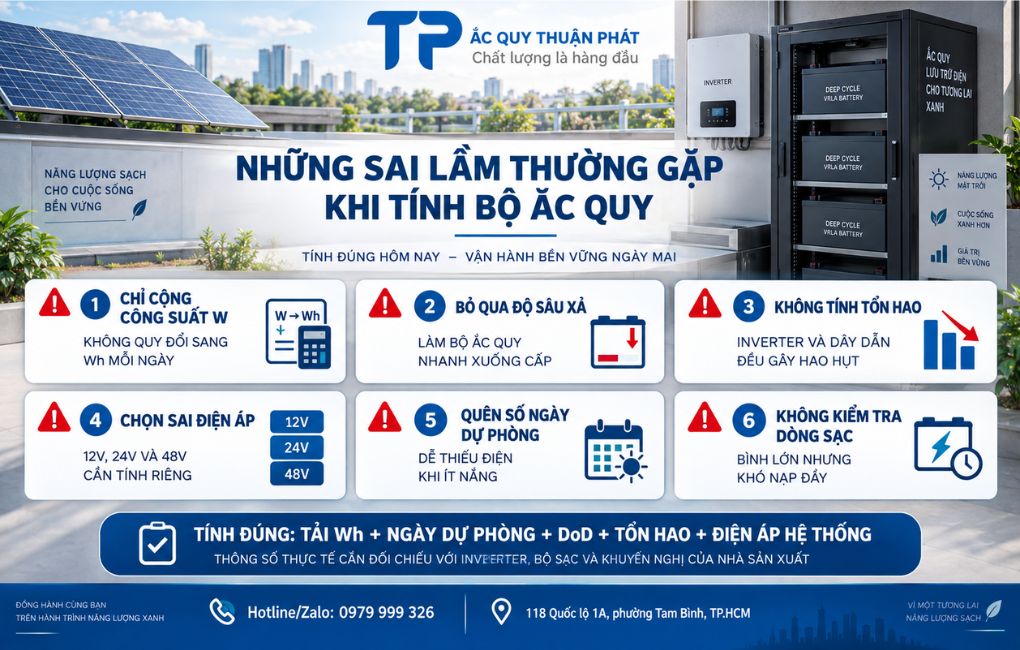 Những sai lầm thường gặp khi tính bộ ắc quy