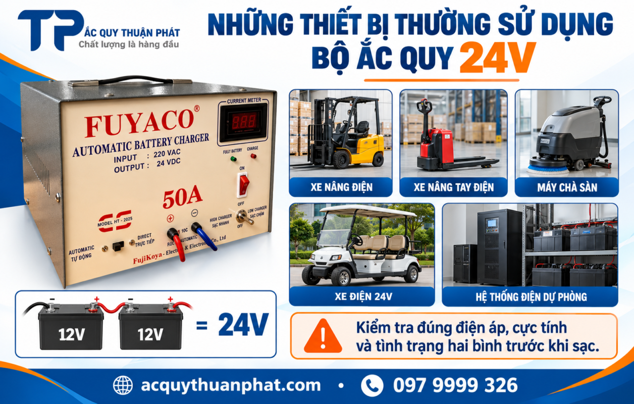 Những thiết bị thường sử dụng bộ ắc quy 24V