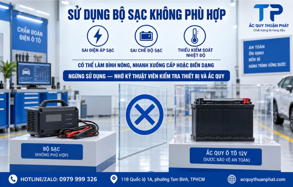 Sử dụng bộ sạc không phù hợp