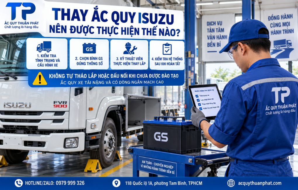 Thay ắc quy Isuzu nên được thực hiện thế nào
