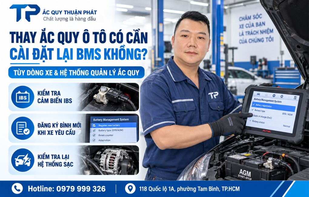 Thay ắc quy ô tô cần cài đặt lại BMS không