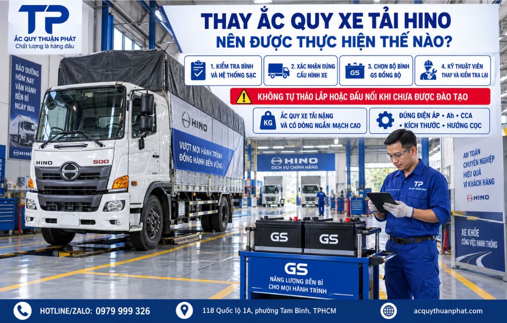 Thay ắc quy xe tải Hino nên được thực hiện thế nào