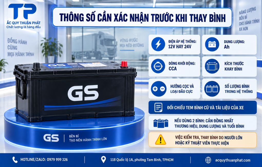 Thông số cần xác nhận trước khi thay bình
