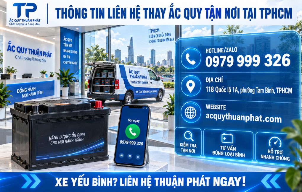 Thông tin liên hệ thay ắc quy tận nơi tại TPHCM