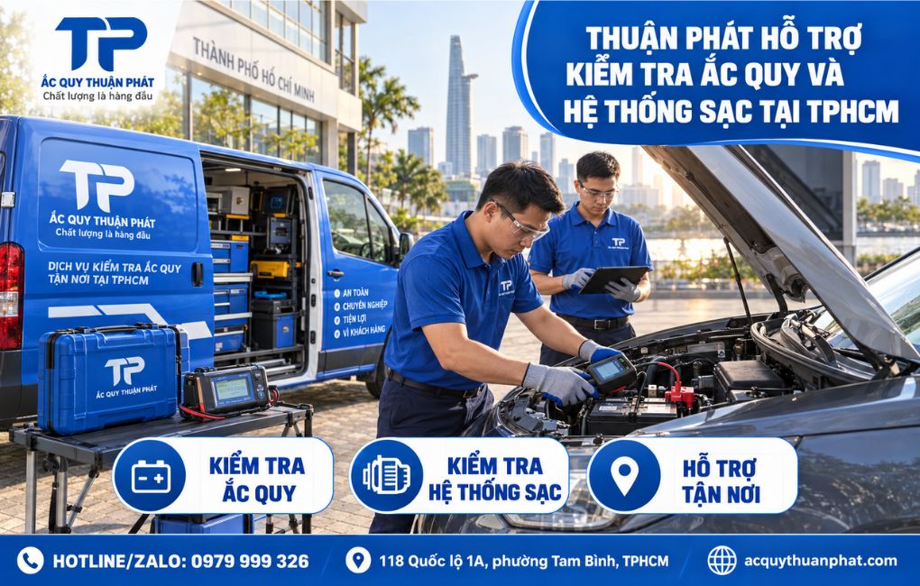 Thuận phát kiểm tra ắc quy và hệ thống sạc tại TPHCM