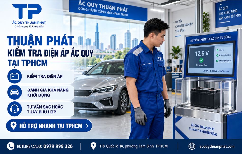Thuận Phát kiểm tra điện áp ắc quy
