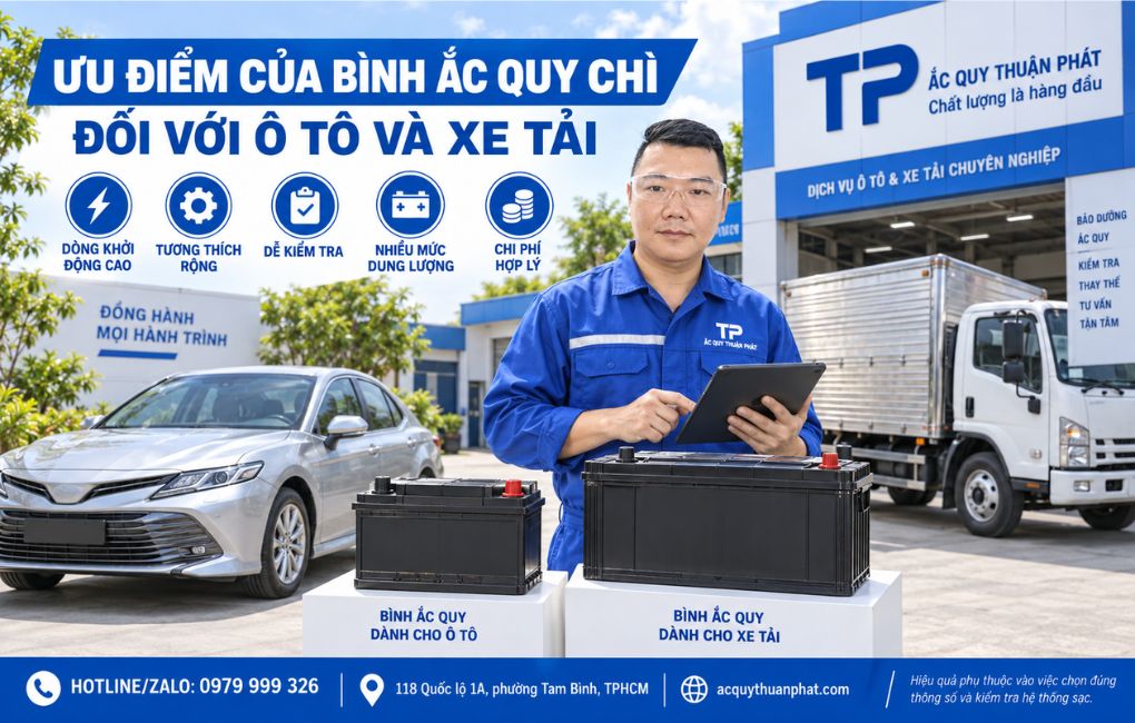 Ưu điểm của bình ắc quy chì đối với ô tô xe tải