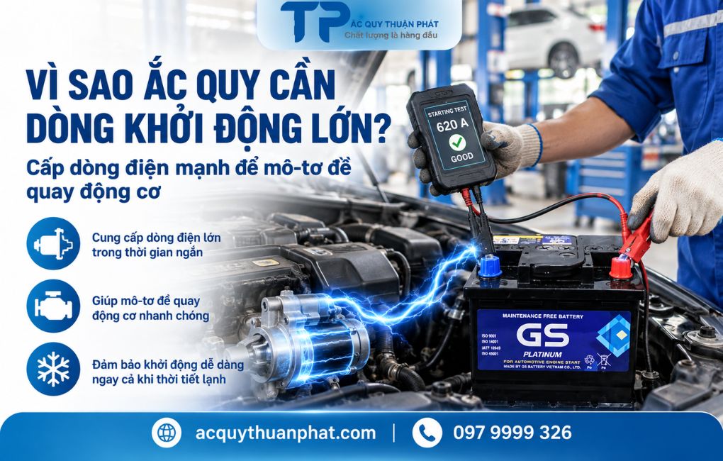 Vì sao ắc quy cần khởi động lớn