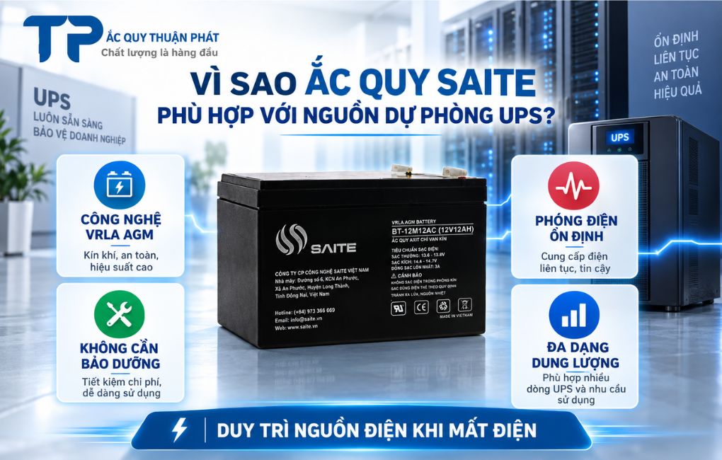 Vì sao ắc quy Saite phù hợp với nguồn dự phòng UPS