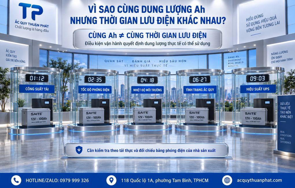 Vì sao cùng dung lượng AH nhưng thời gian lưu điện khác nhau