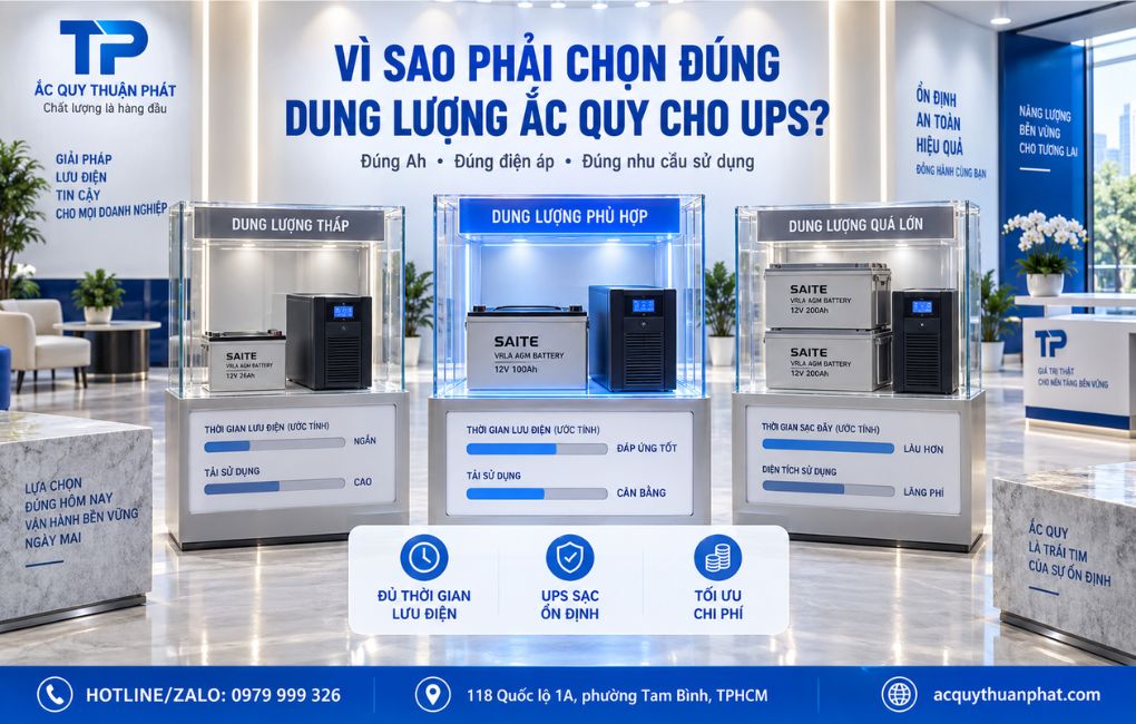 Vì sao phải chọn đúng dung lượng ắc quy cho UPS