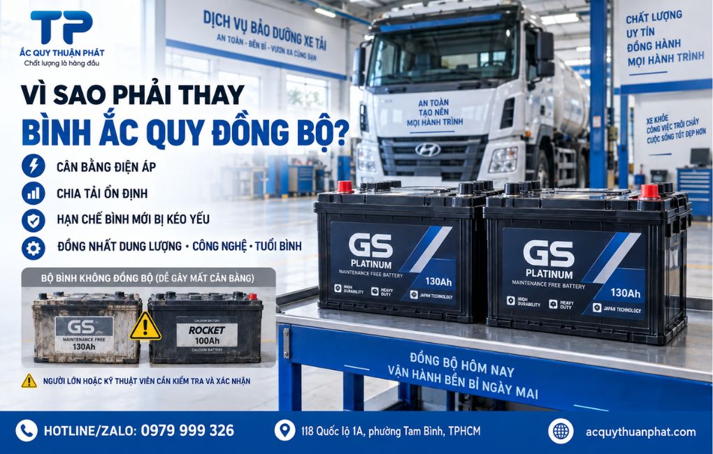 Vì sao phải thay ắc quy đồng bộ