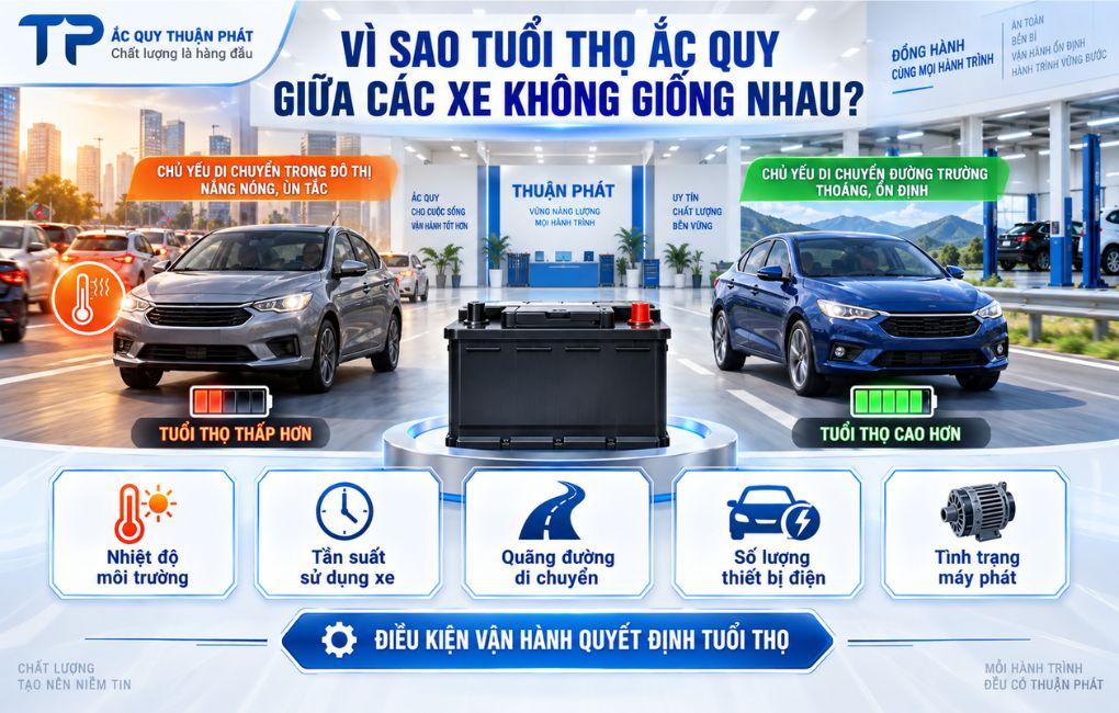 Vì sao tuổi thọ ắc quy giữa các xe không giống nhau