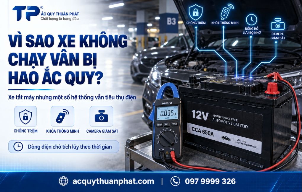 Vì sao xe không chạy bị hao ắc quy