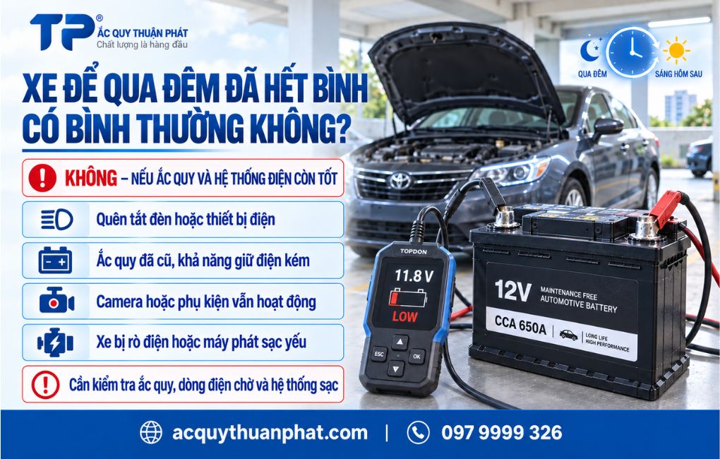Xe để qua đêm đã hết bình có bình thường không