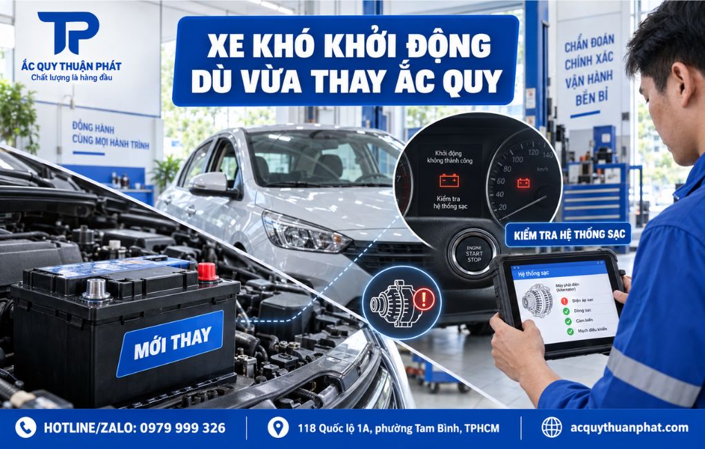 Xe khó khởi động dù vừa thay ắc quy